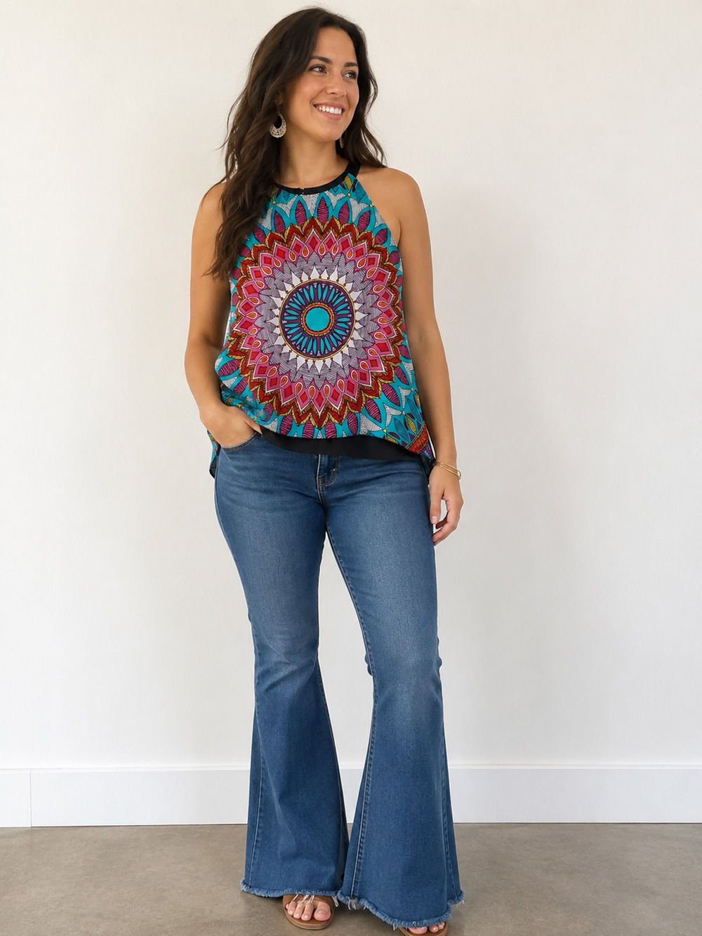 Y2K Nicole Miller Womens Tunic Top XS Aztec Boho Festival FairyCore Romantic